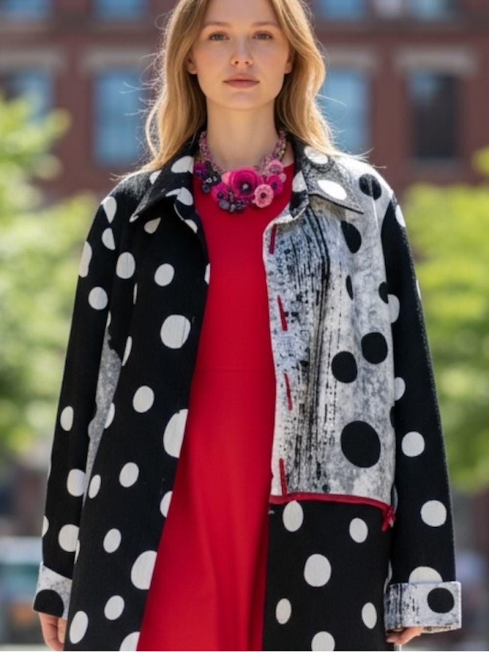 Moonlight Y&S Fashion Designs XXL Polka Dot Eclectic Jacket in Black & White